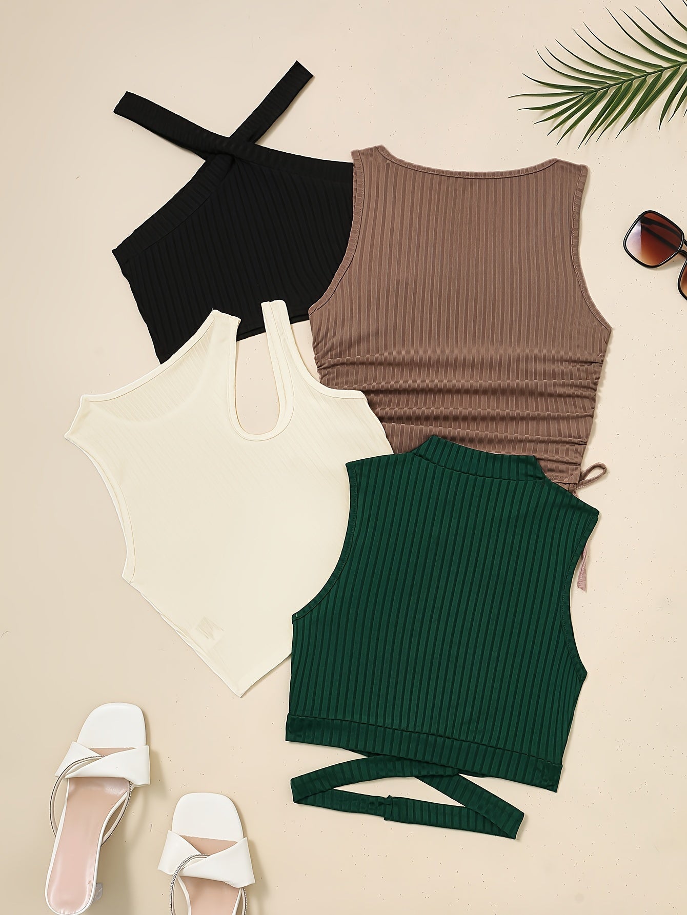 4-Pack Sexy Halter Neck Vest Top - High Elasticity, Strapless, Solid Color, Machine Washable - Perfect for Spring, Summer, and Fall